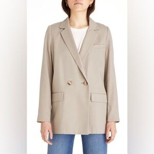 Madewell Caldwell Drapeweave Double Breasted Blazer In Pumice / tan size small